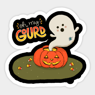 Oh My Gourd - Halloween - Hand Lettering - Ghost and Jack-o-Latern Sticker